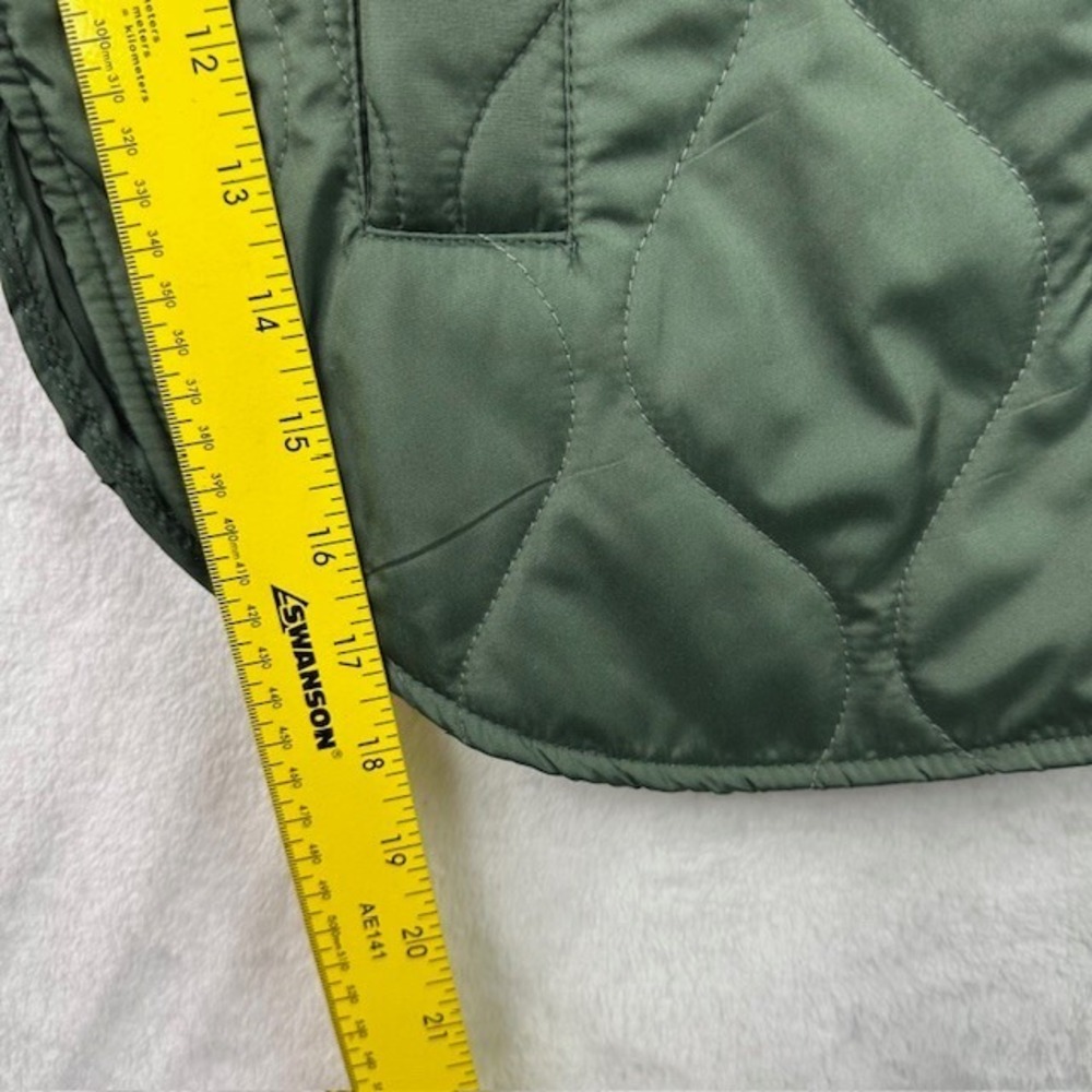 1 Sunset‎ Lane Quilted Puffer Jacket Womens S Dark Green Zip Snap Pockets Winter - Picture 9 of 13